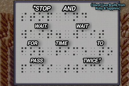 Island Cave Braille (Ruby & Sapphire) Translation.jpg Island Cave Braille (Ruby & Sapphire) Translation.jpg